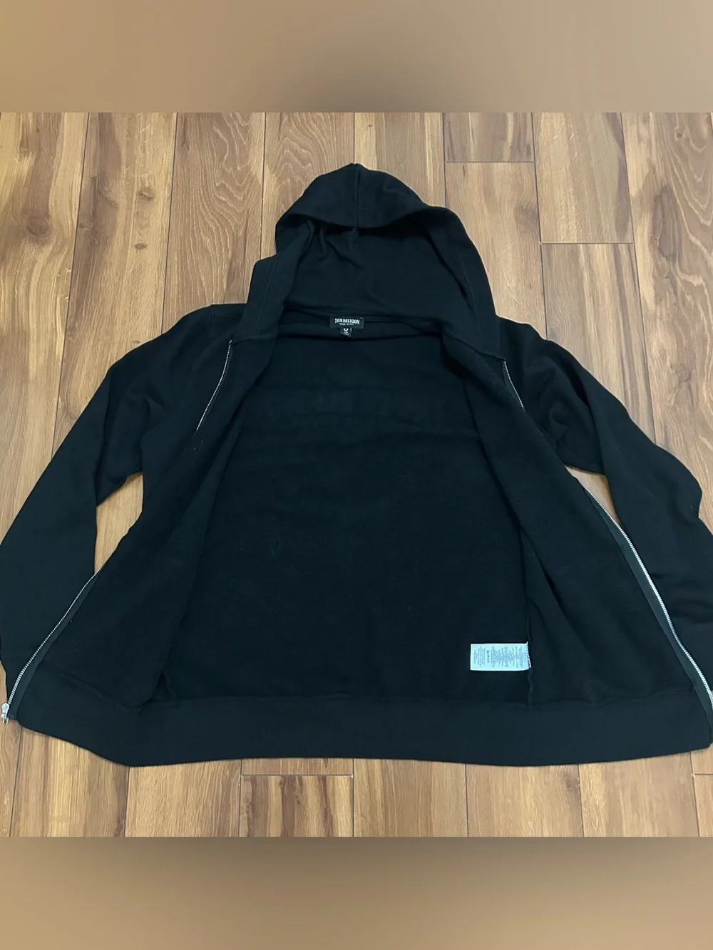 True Religion Men’s Black Hoodie Size Large Full Zip Excellent Condition